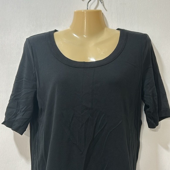 TALBOT WOMEN SCOOP NECK TEE PIMA COTTON BLACK  ELBOW SLEEVE Sz MD - Picture 4 of 7